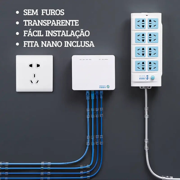 WireMax: Organizador sem Furos para Fios e Cabos [ Kit 20 Unidades + Fita Nano Inclusa ]